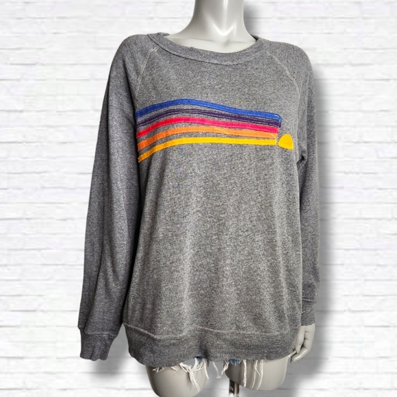 Aviator Nation Tops - Aviator Nation Grey Daydream Applique Crewneck Long Sleeve Sweatshirt Size L